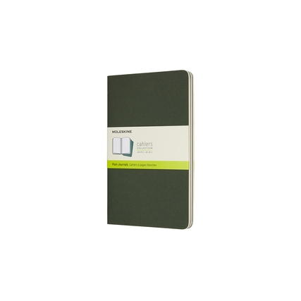 Moleskine Notizheft Cahier L in myrtengrün mit leichtem Pappcover und heraustrennbarem Seiten.