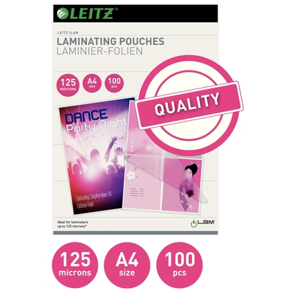 Leitz Laminierfolie DIN A4 125 µm Produktbild pa_produktabbildung_1 XL