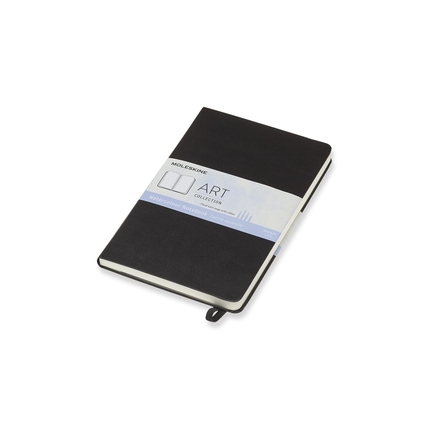 Schwarzes Aquarellbuch mit Hardcover und Banderole in der Art Kollektion, geschlossen.