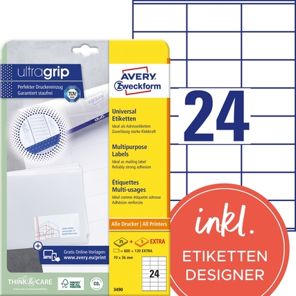 Avery Zweckform Universaletikett ultragrip 70 x 36 mm (B x H) Produktbild pa_produktabbildung_1 XL