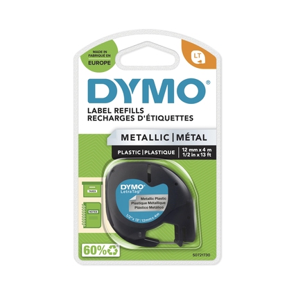 DYMO® Schriftbandkassette LT 12 mm x 4 m (B x L) Kunststoff, 100 % recycelt silber metallic Produktbild pa_produktabbildung_2 XL