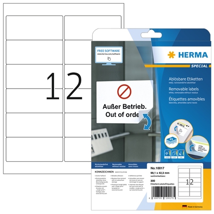HERMA Adressetikett 99,1 x 42,3 mm (B x H) 300 Etik./Pack. Produktbild pa_produktabbildung_1 XL