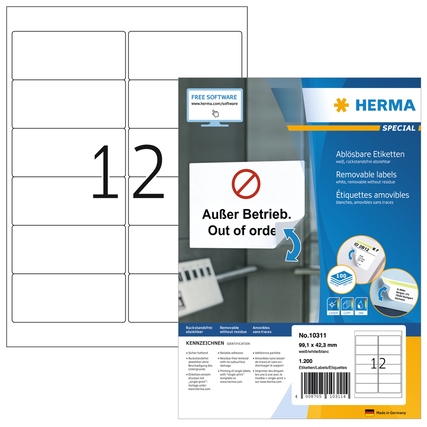 HERMA Adressetikett 99,1 x 42,3 mm (B x H) 1.200 Etik./Pack. Produktbild pa_produktabbildung_1 XL