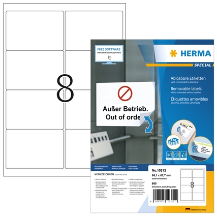 HERMA Adressetikett 99,1 x 67,7 mm (B x H) 800 Etik./Pack. Produktbild pa_produktabbildung_1 XL