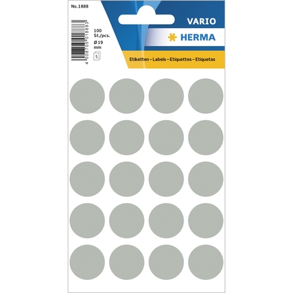 HERMA Markierungspunkt VARIO 19mm Papier grau 100 Etik./Pack.