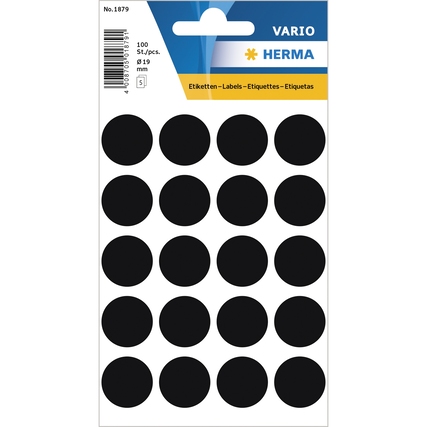 HERMA Markierungspunkt VARIO 19 mm schwarz Produktbild pa_produktabbildung_1 XL