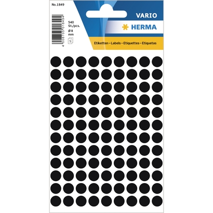 HERMA Markierungspunkt VARIO 8mm Papier schwarz 540 Etik./Pack.