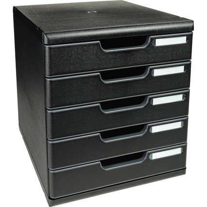 Exacompta Schubladenbox MODULO ECOBlack 5 Schubladen geschlossen DIN A4+ schwarz schwarz Produktbild pa_produktabbildung_1 XL
