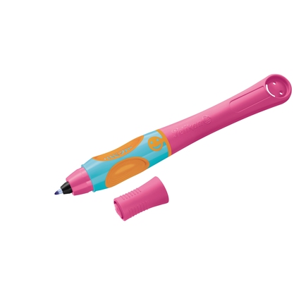 Tintenroller in lovely pink mit ergonomischem Design und abnehmbarer Kappe.