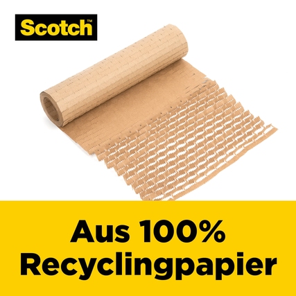 Polsterfolie aus Papier in einer Rolle, die aus 100% Recyclingpapier besteht.