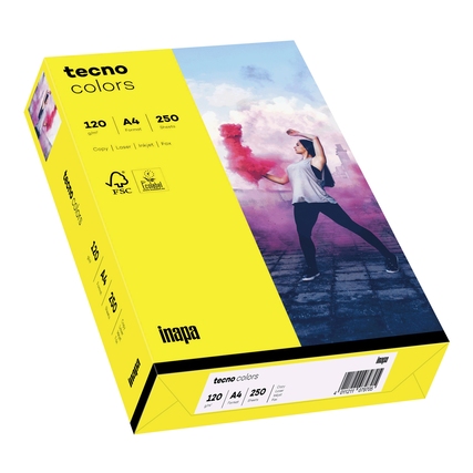 inapa tecno Kopierpapier Colors DIN A4 120 g/m² 250 Bl./Pack. gelb Produktbild pa_produktabbildung_1 XL