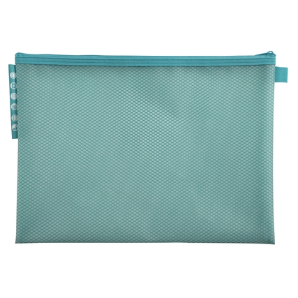 Pastellfarbener Kleinkrambeutel mit Reißverschluss aus transparentem, strapazierfähigem Material.