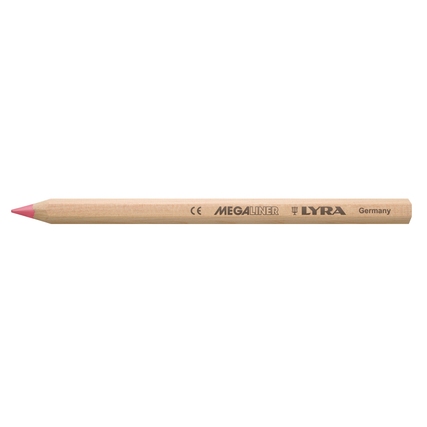 Rosa Trockentextmarker mit holzfarbener Hülse und spitzer Mine.