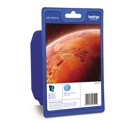 Cyan Tintenpatrone im Blisterpack mit Marsansicht auf der Rückseite.