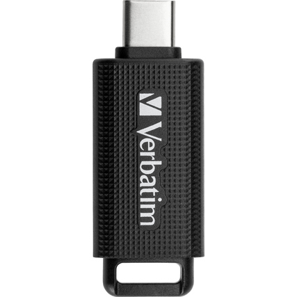 USB-C-Stick in Schwarz mit strukturiertem Design und angeschlossenem USB-Stecker.
