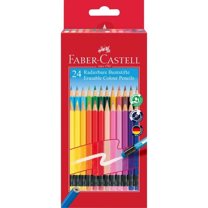 Packung mit 24 radierbaren Buntstiften in verschiedenen Farben und integriertem Radierer.