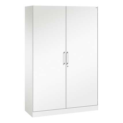 C+P Flügeltürenschrank Asisto 1.200 x 1.980 x 435 mm (B x H x T) 4 Fachböden Stahl Farbe der Front: weiß Farbe des Korpus: weiß