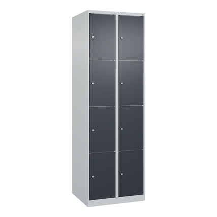 C+P Schließfachschrank Classic PLUS mit Sockel 2 Abteile 8 Fächer lichtgrau anthrazitgrau Produktbild pa_produktabbildung_1 XL