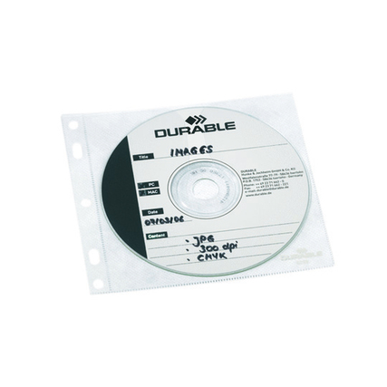 CD/DVD Hülle mit Schutzvlies in klarsichtiger Hülle, in einem seitlichen Ansicht.