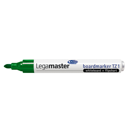 Grüner nachfüllbarer Whiteboard- und Flipchartmarker mit spitzer Mine.