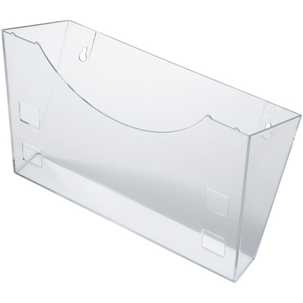 Transparenter Wandhalter zur Anbringung von Prospekthaltern.