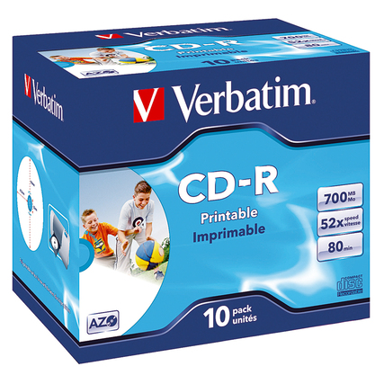 CD-Rs in einer Verpackung mit 10 Stück und bedruckbarer Oberfläche.