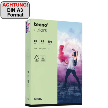 tecno Kopierpapier Colors DIN A3 80 g/m² 500 Bl./Pack. mittelgrün Produktbild pa_produktabbildung_1 XL