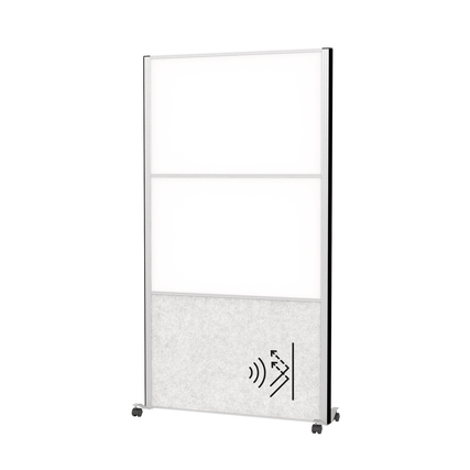 MAUL Stellwand MAULconnecto 1 x Akustikwand, 2 x Whiteboard weiß, hellgrau silber Produktbild pa_produktabbildung_1 XL