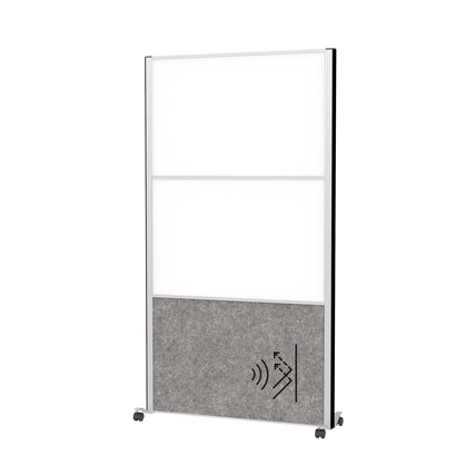 MAUL Stellwand MAULconnecto 1 x Akustikwand, 2 x Whiteboard weiß, dunkelgrau silber Produktbild pa_produktabbildung_1 XL