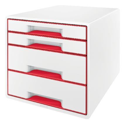 Leitz Schubladenbox WOW CUBE 4 Schubladen rot/weiß Produktbild pa_produktabbildung_1 XL
