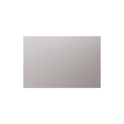 Matte, warmgraue Glasoberfläche eines rechteckigen Glasboards ohne abgerundete Ecken.