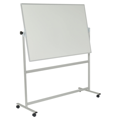 Mobiles Whiteboard mit 360° schwenkbarer Oberfläche und rollenbasiertem Gestell.