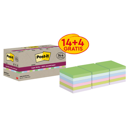Post-it® Haftnotiz Super Sticky Recycling Notes 76 x 76 mm (B x H) 18 Block/Pack. Produktbild pa_produktabbildung_1 XL