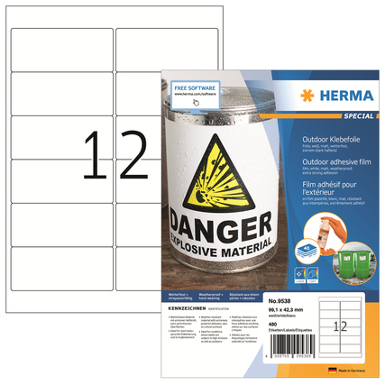 HERMA Folienetikett SPECIAL 99,1 x 42,3 mm (B x H) 480 Etik./Pack. Produktbild pa_produktabbildung_1 XL