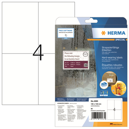 HERMA Folienetikett SPECIAL 105 x 148 mm (B x H) Produktbild pa_produktabbildung_1 XL