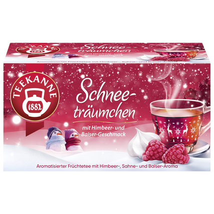 Teekanne Tee Schneeträumchen Früchtetee Himbeer-Baiser Aroma 18 Btl./Pack.