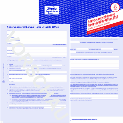 Avery Zweckform Arbeitsvertrag 2255 Änderungsvereinbarung Home- und Mobile-Office Produktbild pa_produktabbildung_1 XL