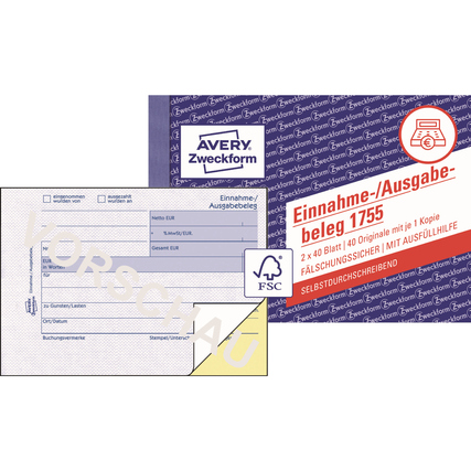 Avery Zweckform Einnahme-/Ausgabebeleg Produktbild pa_produktabbildung_1 XL