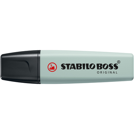 Textmarker in sanftem Grün mit schwarzem Deckel, von STABILO BOSS ORIGINAL.