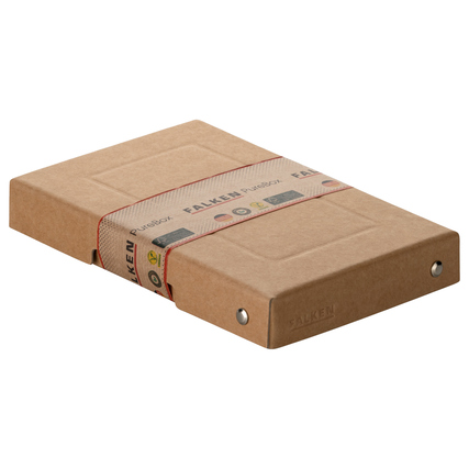 Braune Aufbewahrungsbox mit Griffaussparung und Banderole zur stilvollen Aufbewahrung.