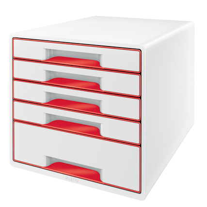 Leitz Schubladenbox WOW CUBE 5 Schubladen rot/weiß Produktbild pa_produktabbildung_1 XL