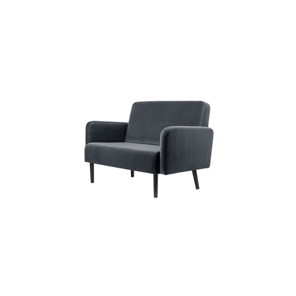 Sofa easyChair LISBOA in anthrazit mit zwei Armlehnen und vier Beinen, aus Samt.