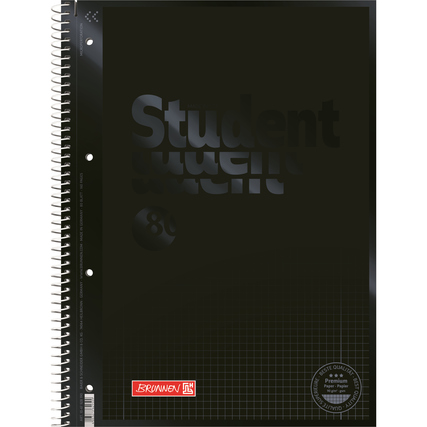 BRUNNEN Collegeblock Student Colour Code DIN A4 kariert mit Rand innen/außen onyx schwarz Produktbild pa_produktabbildung_1 XL