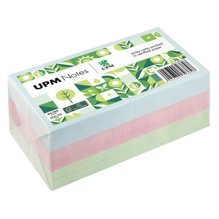 UPM Notes Haftnotiz Pastell 125 x 75 mm (B x H) 100 Bl./Block 6 Block/Pack. Produktbild pa_produktabbildung_1 XL