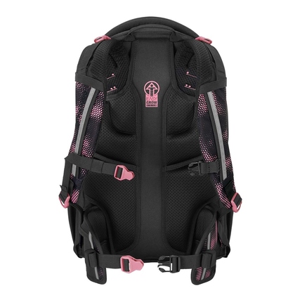 Rucksack mit ergonomischem Design und verstellbaren Schulterträgern in Pink und Schwarz.