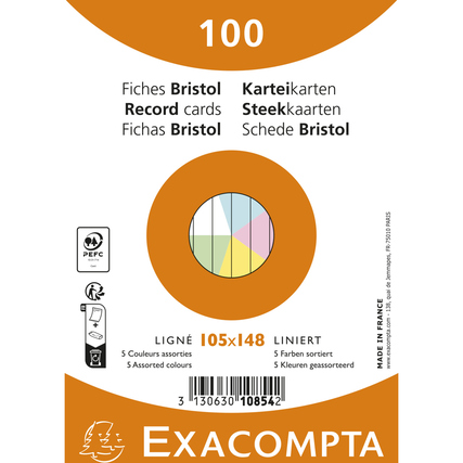 Exacompta Karteikarte DIN A6 liniert je 20 x blau, gelb, grün, rosa, weiß Produktbild pa_produktabbildung_1 XL