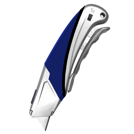 Sicherheitsmesser mit Zangengriff und Hebel für Klingenfreigabe, seitliche Hebelarretierung.