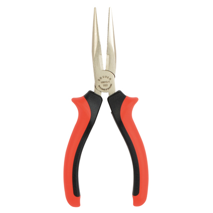 Zangen-Set mit spitzen, metallenen Greifbacken und griffen in rot und schwarz.