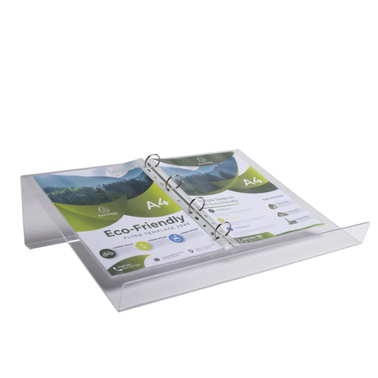 Transparenter Konzepthalter für Dokumente im A4-Format mit abnehmbarer Ringmechanik.