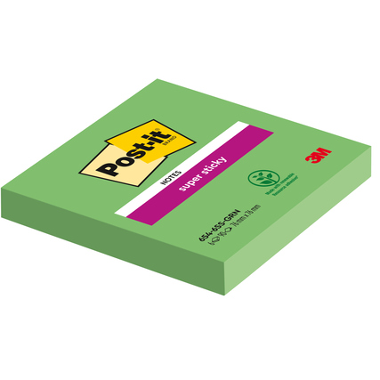 Grüne Post-it Haftnotizen in quadratischer Form mit Super-Sticky-Kleber.
